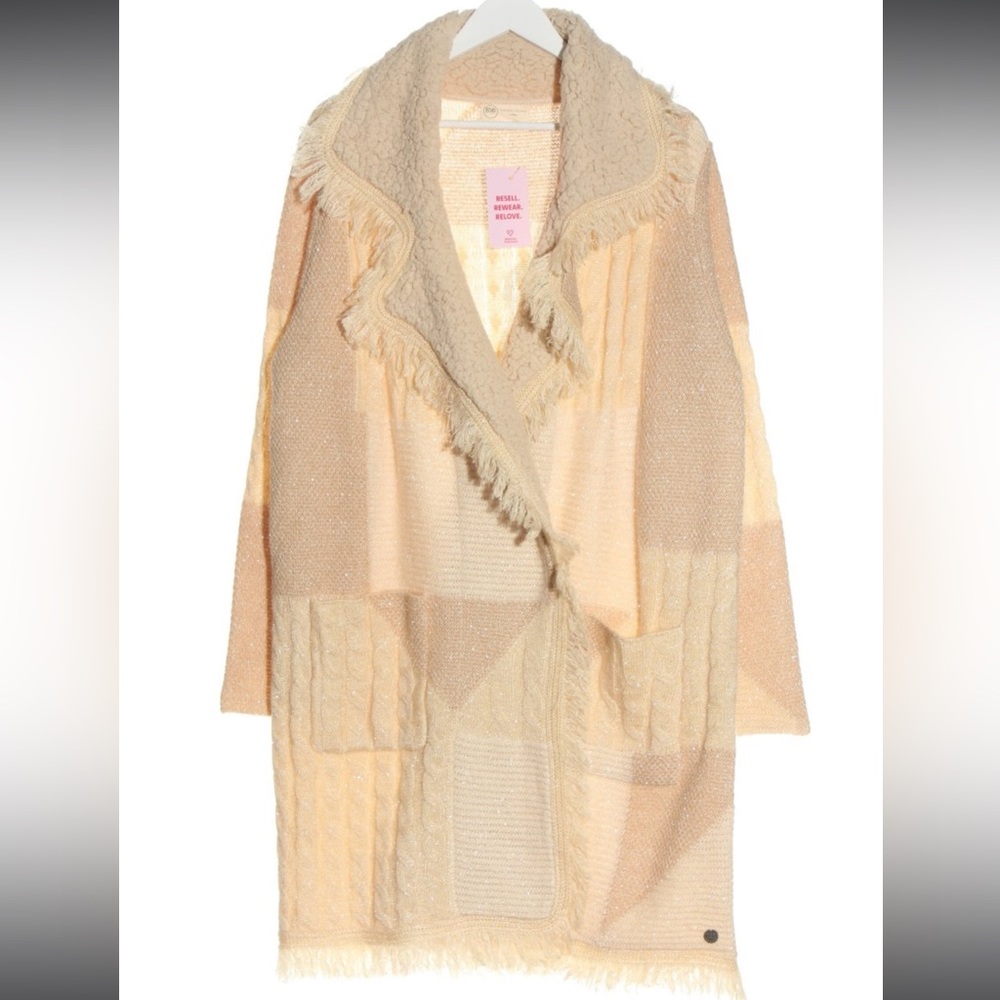 Women’s Ivory Cream Double Breasted Knitted Cable Stitch Cardigan